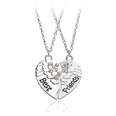 Necklaces Half Love Heart Rhinestone Pendant Necklace