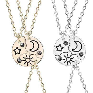 Necklaces 3-4 Piece Round Sun Star Moon Pendant Necklace