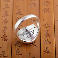 Load image into Gallery viewer, Rings Buddhist Lotus Mantra Solid Silver Ring
