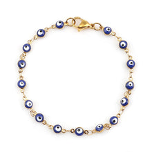 Load image into Gallery viewer, Bracelets Stainless Steel Bracelets Gold Blue Red Evil Eye Enamel