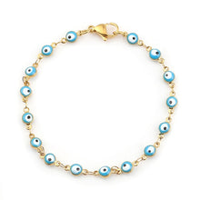Load image into Gallery viewer, Bracelets Stainless Steel Bracelets Gold Blue Red Evil Eye Enamel
