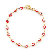 Load image into Gallery viewer, Bracelets Stainless Steel Bracelets Gold Blue Red Evil Eye Enamel