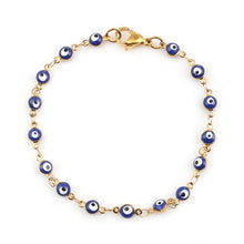 Load image into Gallery viewer, Bracelets Stainless Steel Bracelets Gold Blue Red Evil Eye Enamel