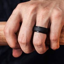 Load image into Gallery viewer, Rings 2Pcs 8Mm Black Men Silicone Rubber Wedding Ring