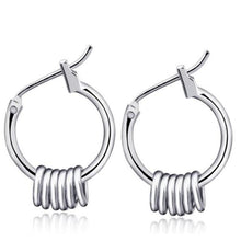 Load image into Gallery viewer, 1 Pair Stainless Steel Star Feather Hoop Earrings