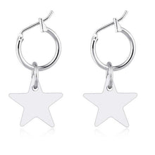 Load image into Gallery viewer, 1 Pair Stainless Steel Star Feather Hoop Earrings