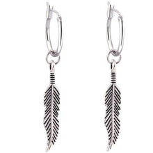 Load image into Gallery viewer, 1 Pair Stainless Steel Star Feather Hoop Earrings
