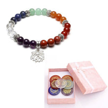 Load image into Gallery viewer, Bracelets Seven Chakra Beaded Polished Bracelet with 7 Reiki Stones