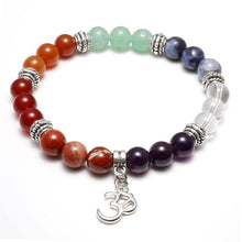 Load image into Gallery viewer, Bracelets Seven Chakra Beaded Polished Bracelet with 7 Reiki Stones