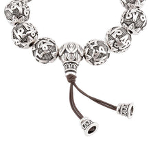 Load image into Gallery viewer, Bracelets Sacred Lotus Om Mantra Silver Prayer Bracelet