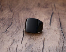 Load image into Gallery viewer, Rings Men's Signet Pinky Ring Black/Silver