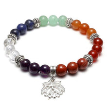 Load image into Gallery viewer, Bracelets Seven Chakra Beaded Polished Bracelet with 7 Reiki Stones