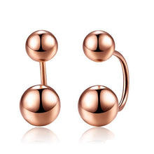 Load image into Gallery viewer, Earrings 18k Rose Gold Double Bead Stud Earrings
