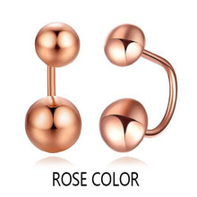 Load image into Gallery viewer, Earrings 18k Rose Gold Double Bead Stud Earrings
