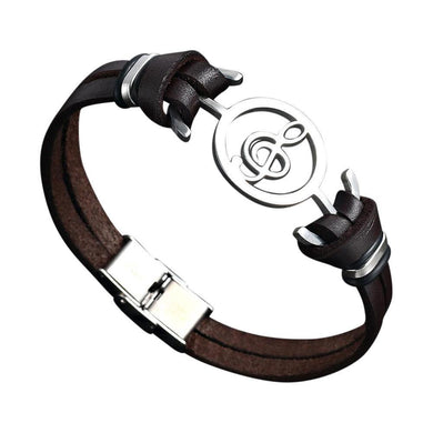 Bracelets Stainless Steel G Clef Musical Leather Bracelet [6 Variants]