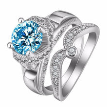 Load image into Gallery viewer, Rings Crystal Dotted White Gold Rings (Set of 2) (8 Colors)