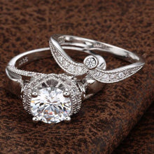 Load image into Gallery viewer, Rings Crystal Dotted White Gold Rings (Set of 2) (8 Colors)