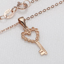 Load image into Gallery viewer, Necklaces 18K Rose Gold Heart Key Pendant