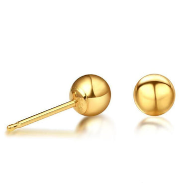 Earrings 18K Tri-Gold Ball Stud Earrings