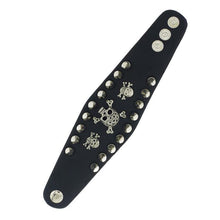 Load image into Gallery viewer, Bracelets Gothic Spike Skull Punk Cuff Leather Bracelet