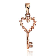 Load image into Gallery viewer, Necklaces 18K Rose Gold Heart Key Pendant