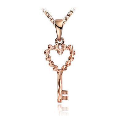Necklaces 18K Rose Gold Heart Key Pendant