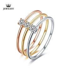 Load image into Gallery viewer, Rings 18K Solid 750 Tri-Gold Diamond Ring