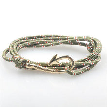 Load image into Gallery viewer, Bracelets Silver Fish Hook and Rope Men's Bracelet