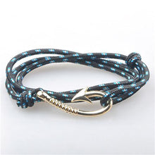 Load image into Gallery viewer, Bracelets Silver Fish Hook and Rope Men's Bracelet