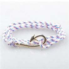 Load image into Gallery viewer, Bracelets Silver Fish Hook and Rope Men's Bracelet