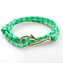Load image into Gallery viewer, Bracelets Silver Fish Hook and Rope Men's Bracelet