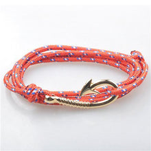 Load image into Gallery viewer, Bracelets Silver Fish Hook and Rope Men's Bracelet