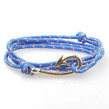 Load image into Gallery viewer, Bracelets Silver Fish Hook and Rope Men's Bracelet