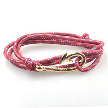 Load image into Gallery viewer, Bracelets Silver Fish Hook and Rope Men's Bracelet