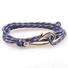 Load image into Gallery viewer, Bracelets Silver Fish Hook and Rope Men's Bracelet