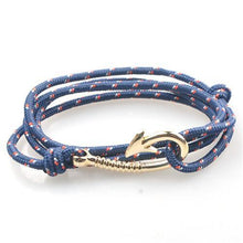 Load image into Gallery viewer, Bracelets Silver Fish Hook and Rope Men's Bracelet