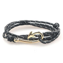 Load image into Gallery viewer, Bracelets Silver Fish Hook and Rope Men's Bracelet