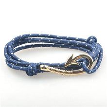 Load image into Gallery viewer, Bracelets Silver Fish Hook and Rope Men's Bracelet