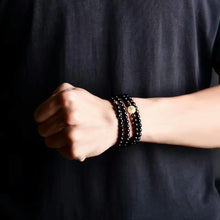 Load image into Gallery viewer, Bracelets Tibetan Luminescent Dragon Black Beads Prayer Bracelet
