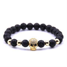 Load image into Gallery viewer, Bracelets Natural Lavastone Skull Shamballa Bracelet