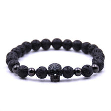 Load image into Gallery viewer, Bracelets Natural Lavastone Skull Shamballa Bracelet