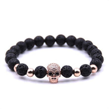 Load image into Gallery viewer, Bracelets Natural Lavastone Skull Shamballa Bracelet