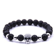 Load image into Gallery viewer, Bracelets Natural Lavastone Skull Shamballa Bracelet