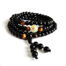 Load image into Gallery viewer, Bracelets Tibetan Luminescent Dragon Black Beads Prayer Bracelet