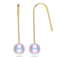 Load image into Gallery viewer, Earrings 18K White Gold &amp; Gold Natural Akoya Seawater Pearl Dangle Earrings
