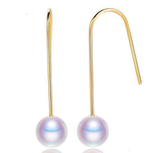 Load image into Gallery viewer, Earrings 18K White Gold & Gold Natural Akoya Seawater Pearl Dangle Earrings