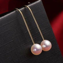 Load image into Gallery viewer, Earrings 18K White Gold & Gold Natural Akoya Seawater Pearl Dangle Earrings
