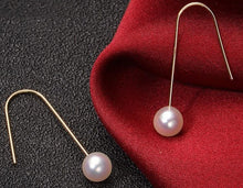 Load image into Gallery viewer, Earrings 18K White Gold & Gold Natural Akoya Seawater Pearl Dangle Earrings