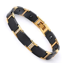 Load image into Gallery viewer, Bracelets Black and Gold Unisex Magnetic Therapy Bracelet