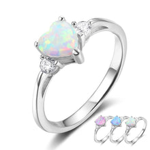 Load image into Gallery viewer, Rings Classic Opal Heart Sterling Silver Ring